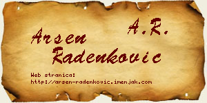 Arsen Radenković vizit kartica